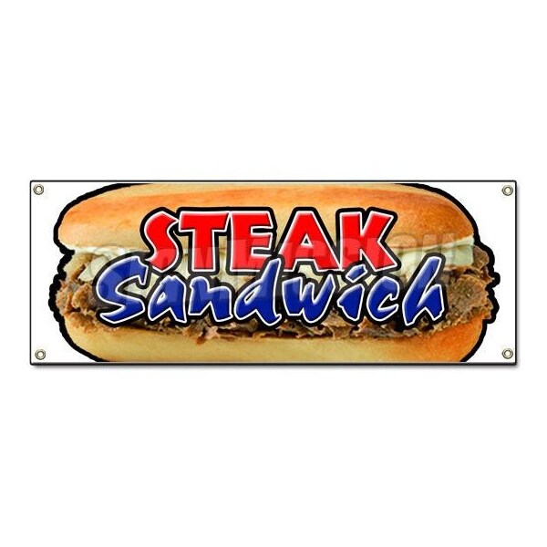 STEAK SANDWICH BANNER SIGN cheesesteak philly sub hoagie big huge beef hamburger
